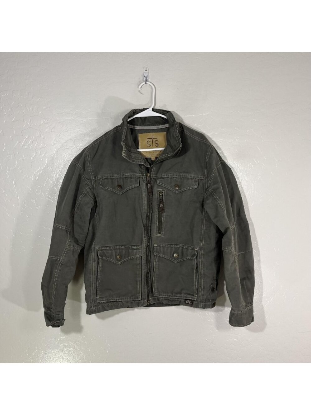 STS Ranchwear Jacket Mens Small Gray Canvas Full Zip Insulated Sundance Western